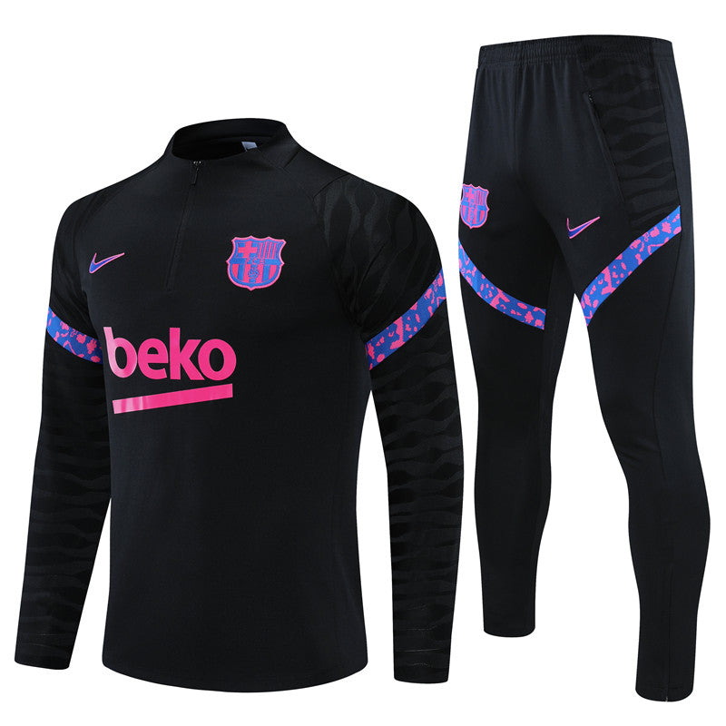 Kids Black/Pink Barcelona Tracksuit