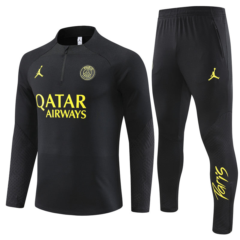 Kids Black/Yellow PSG Tracksuit